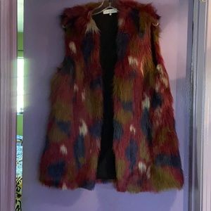 Multicolor faux fur vest.